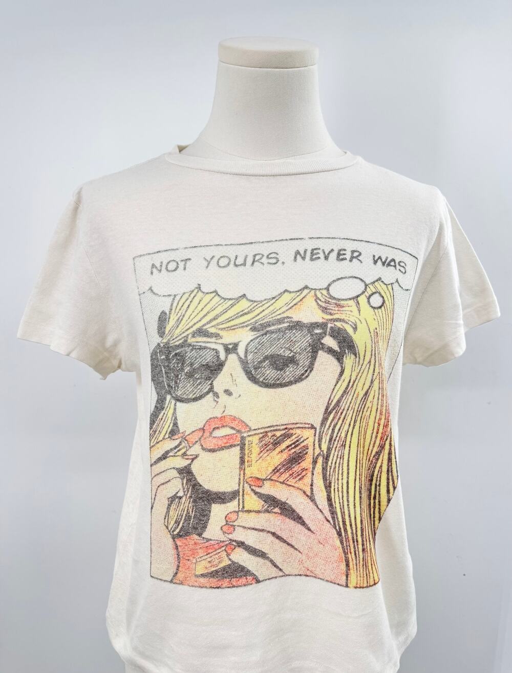 RE/DONE Vintage Graphic Tee Not Yours Never Was T-shirt Hanes White Top S